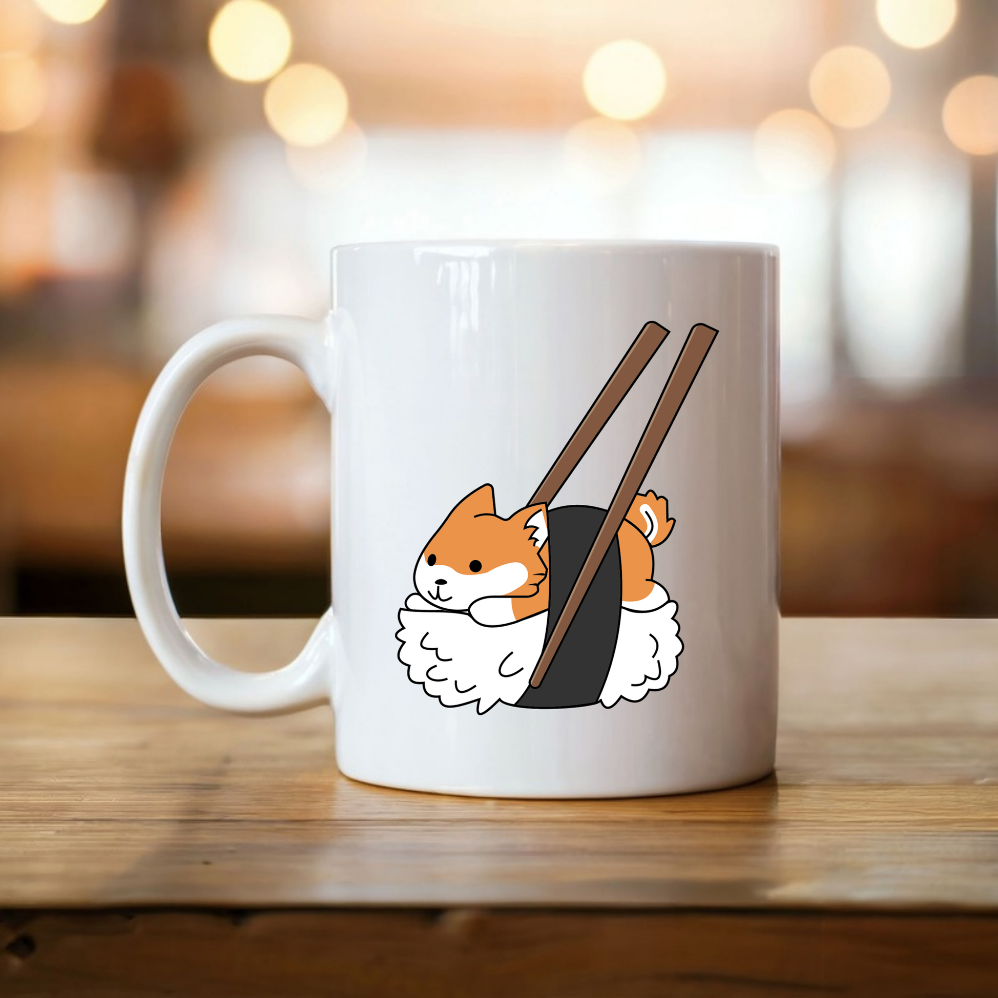 Shiba Inu Sushi with Chopsticks Mug