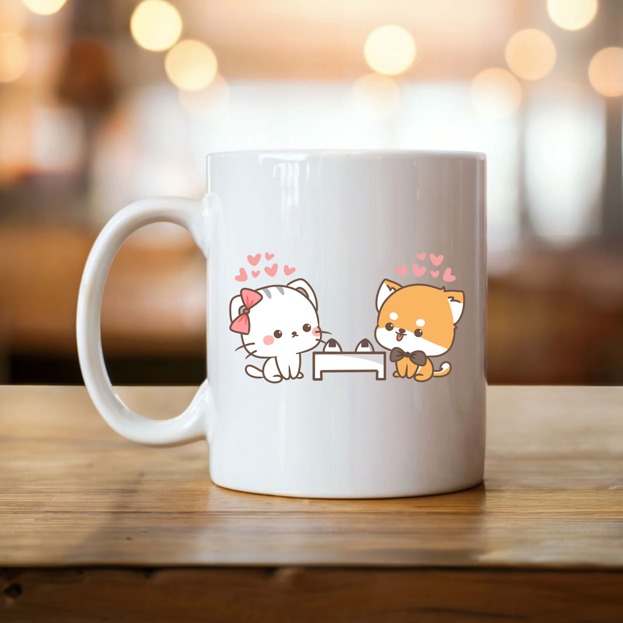 Cat and Dog Sushi Date Mug