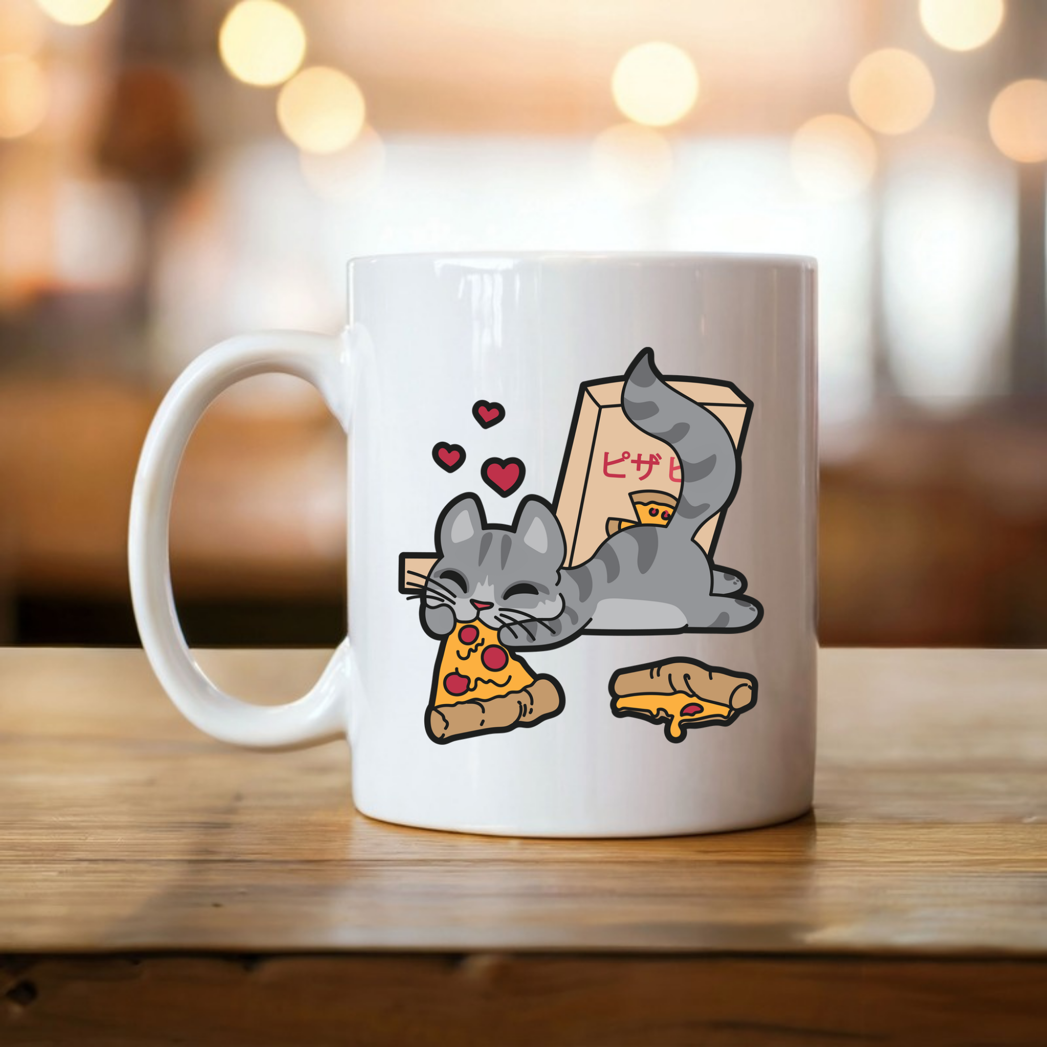Cat Eating Pizza Mug