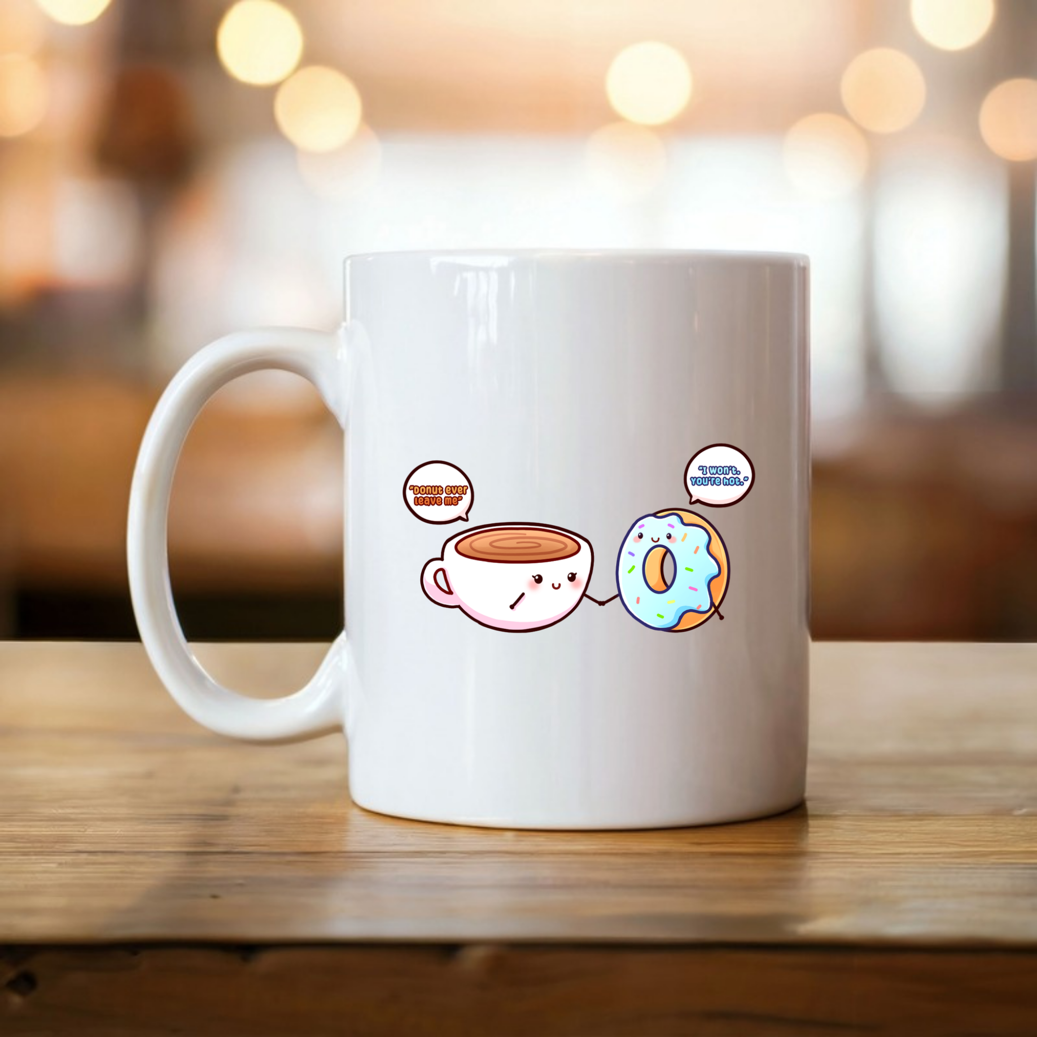 Donut Ever Leave Me Coffee and Donut Couple Mug