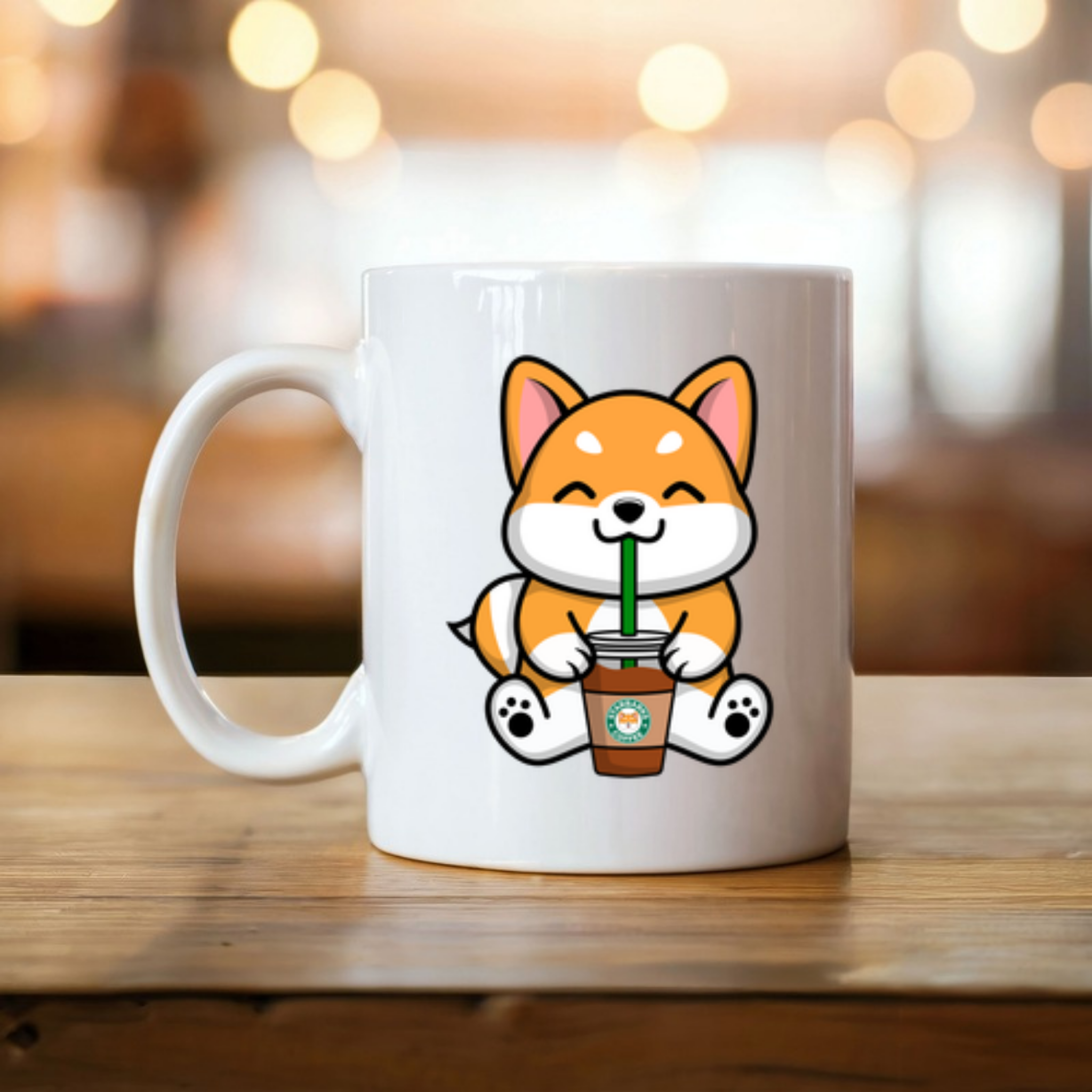 Puppy Drinking Coffee Mug