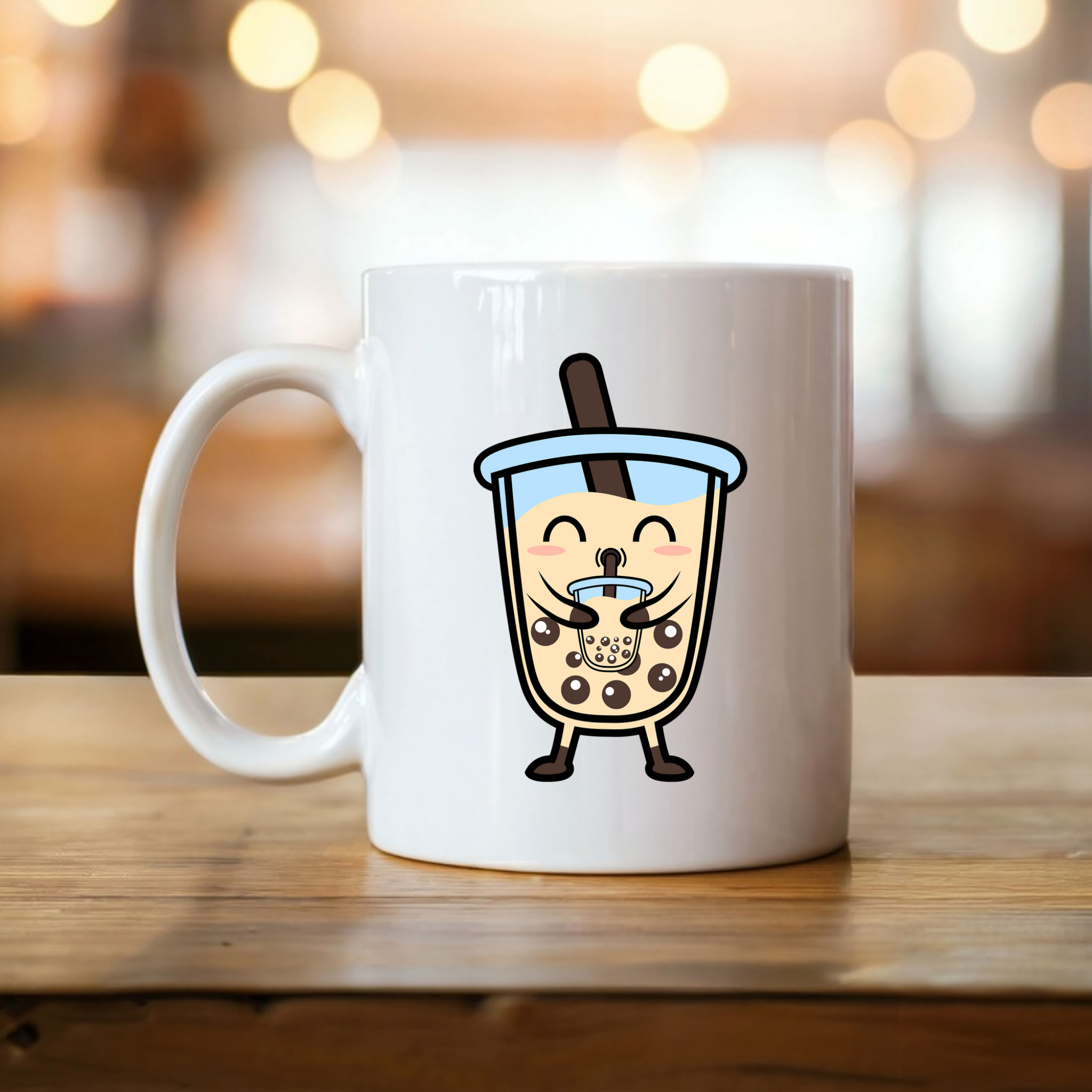 Boba Character Drinking Boba Tea Mug