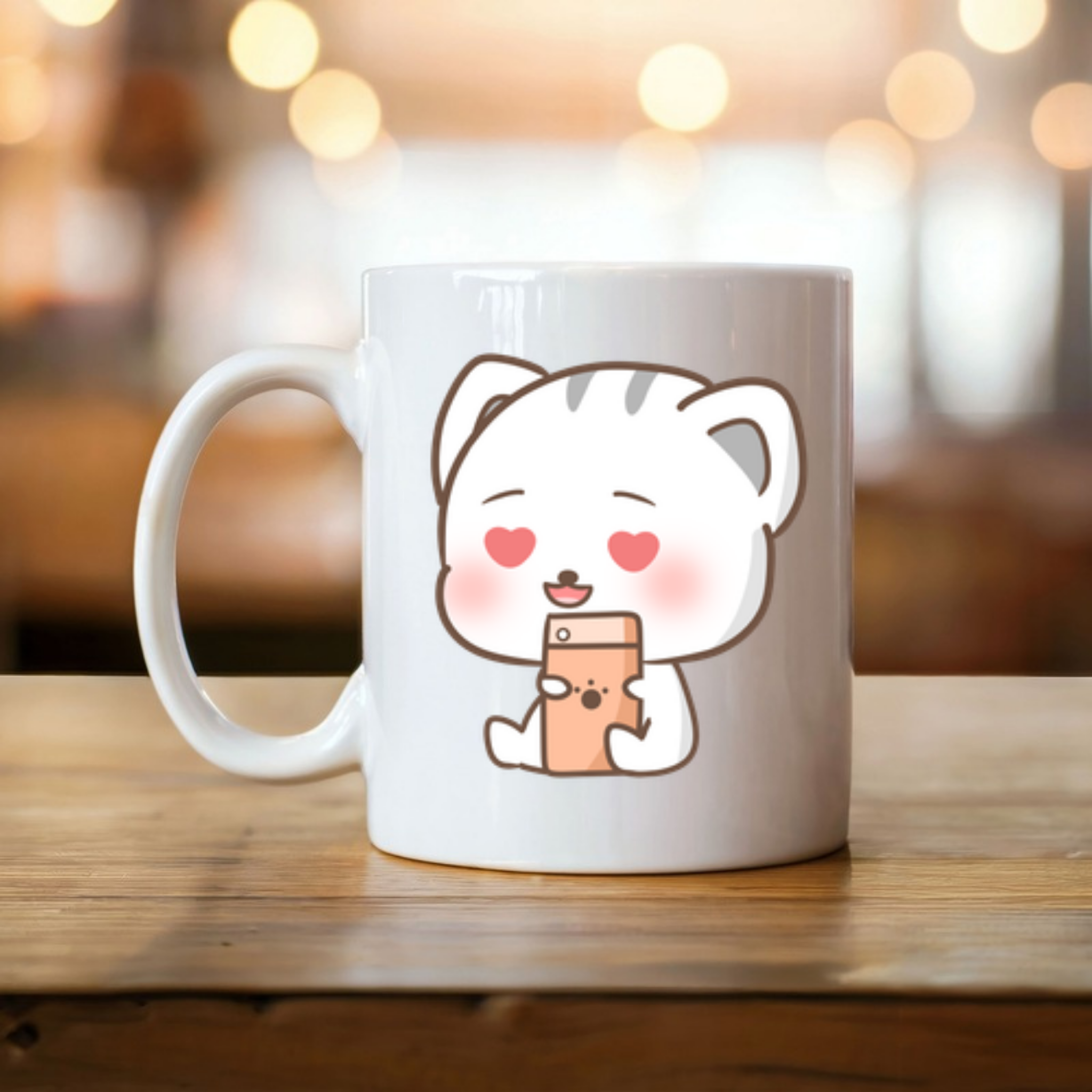 Texting in Love Kitten Mug