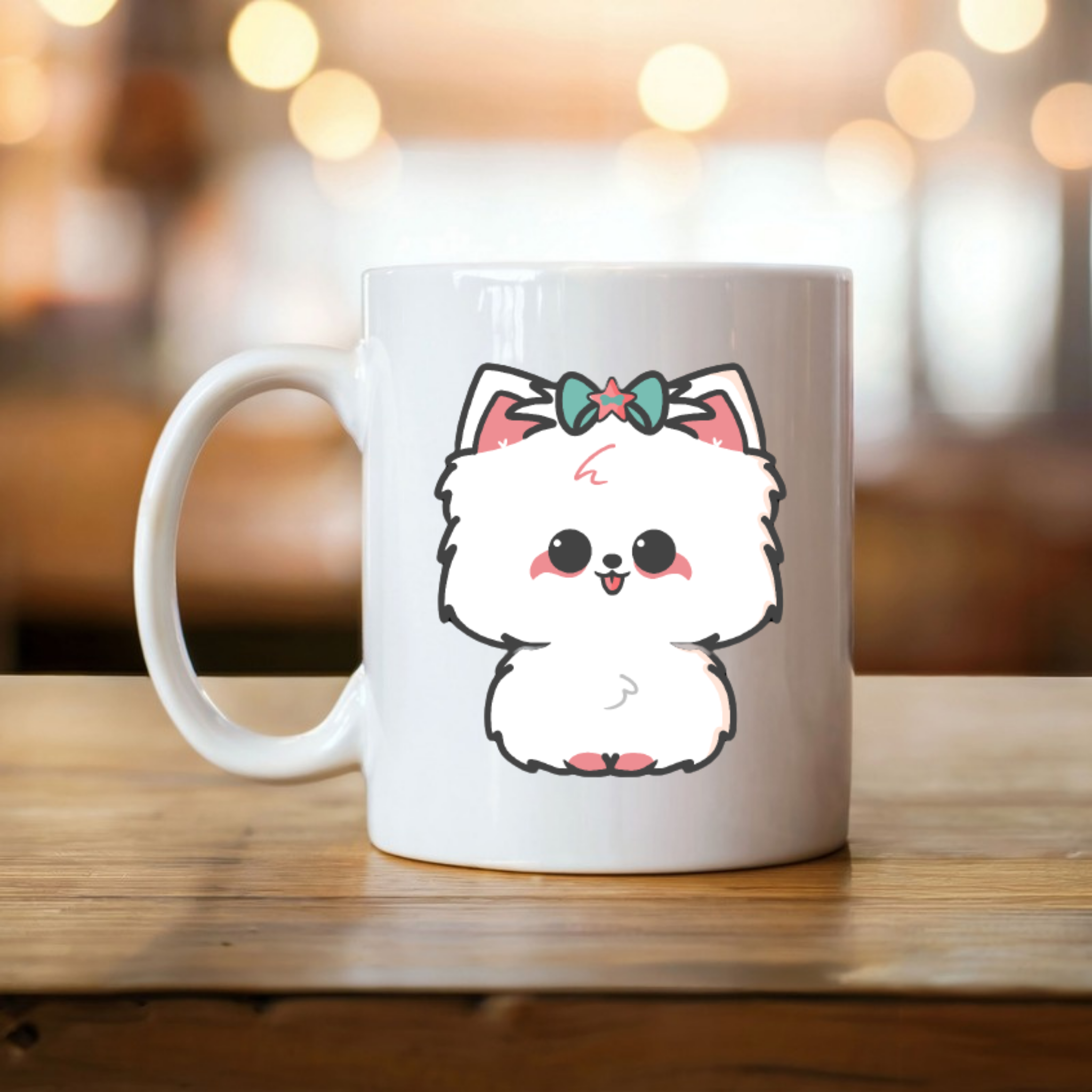 White Puppy with Bow Mug