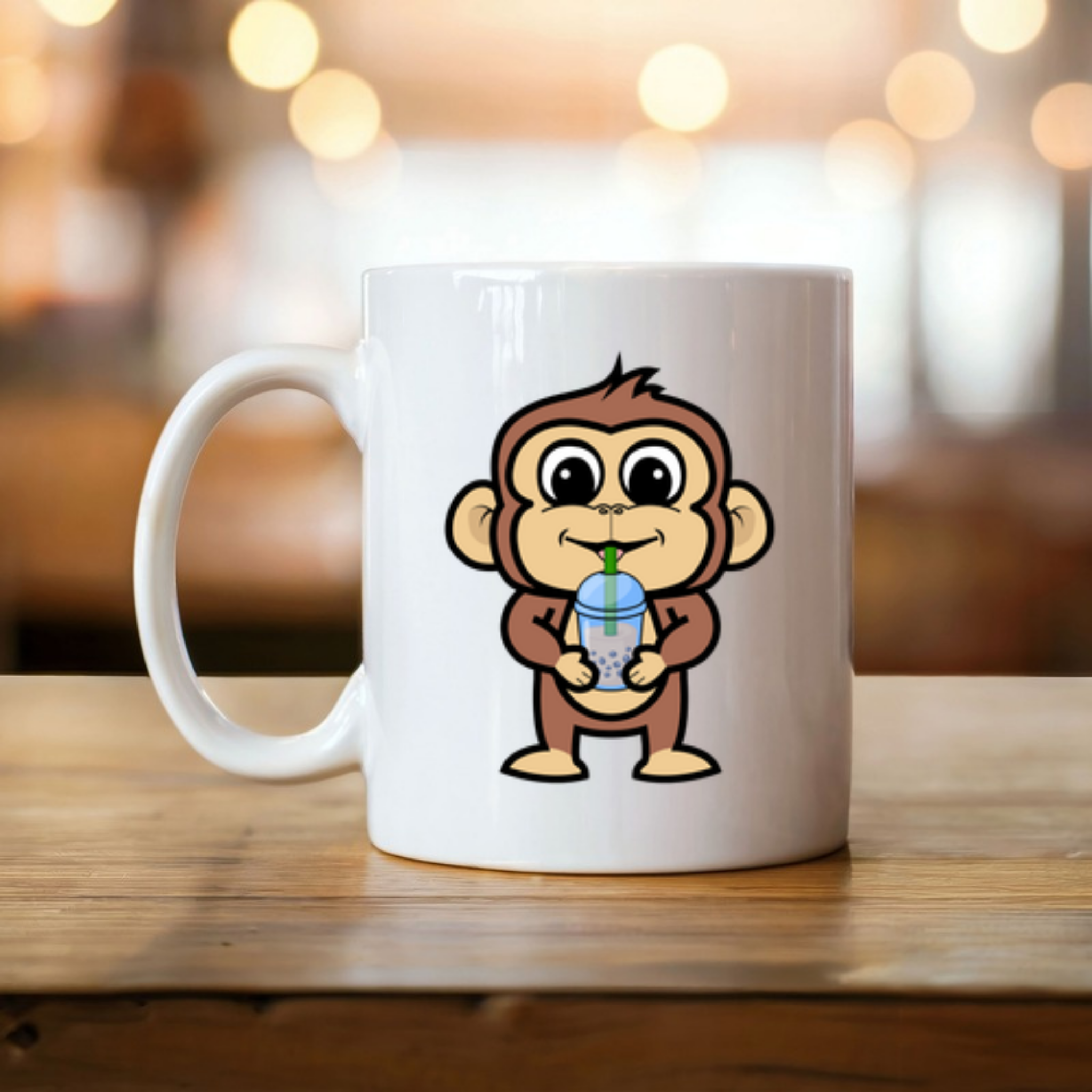 Monkey Drinking Boba Tea Mug