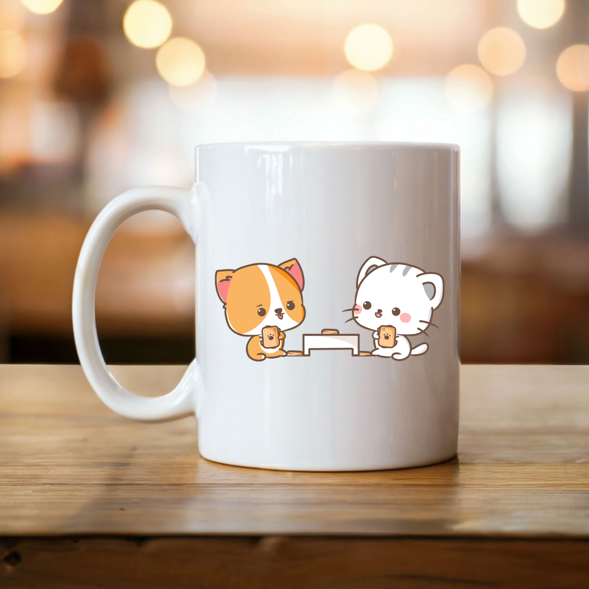 Cat and Dog Playing Cards Mug