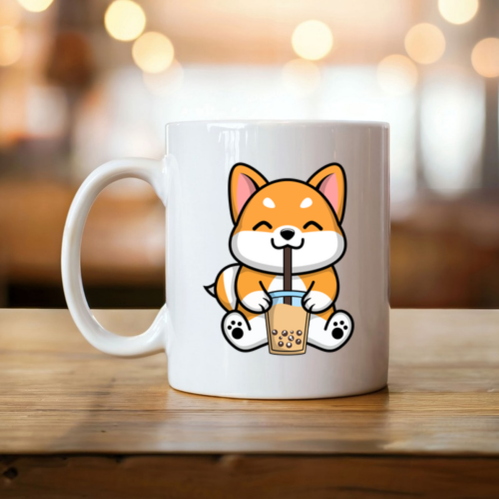 Puppy Drinking Boba Tea Mug