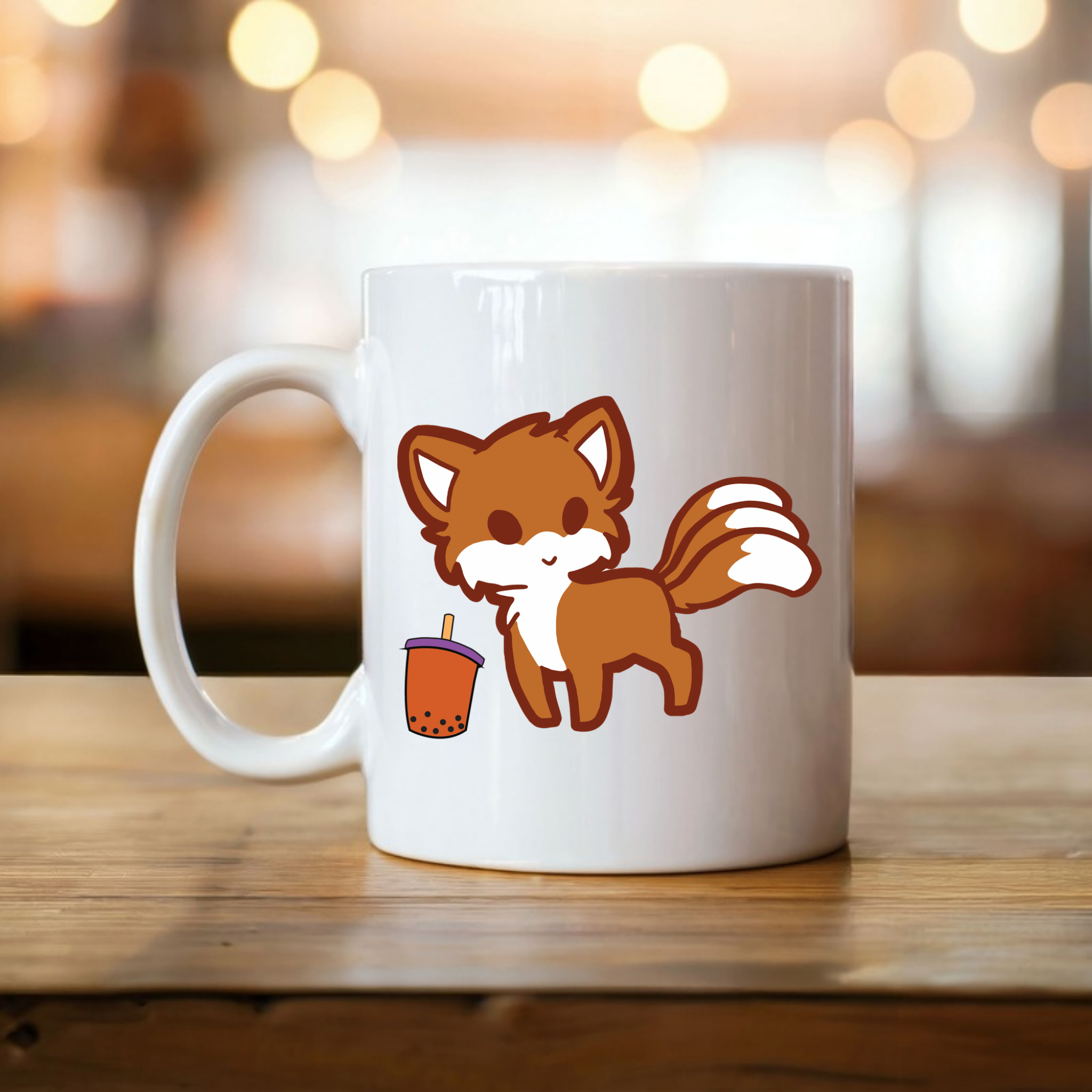 Fox Drinking Boba Tea Mug