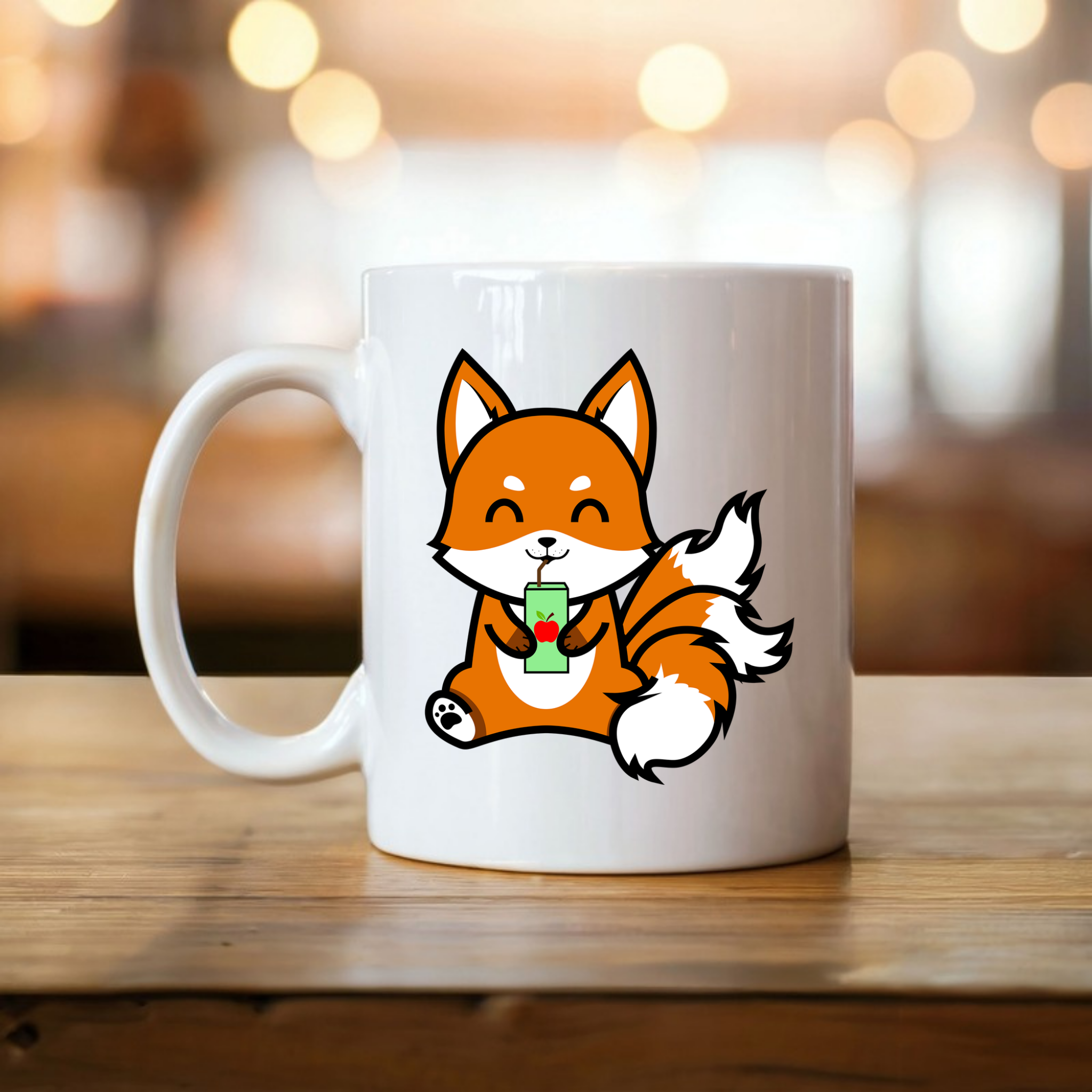 3-Tailed Fox Drinking Apple Juice Mug