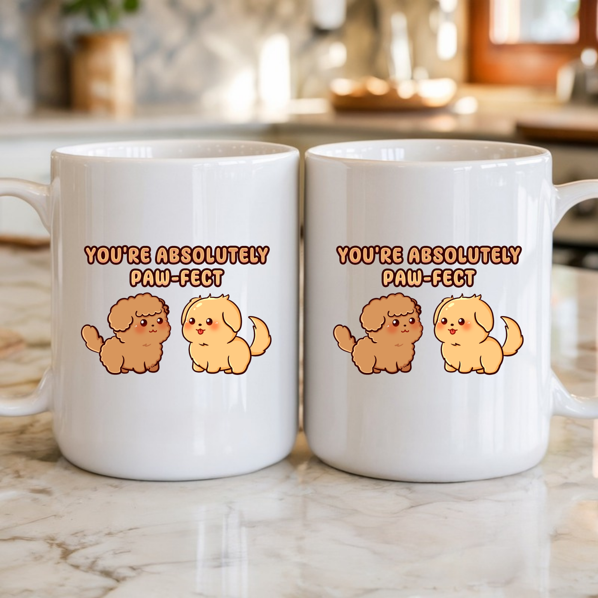 You're Absolutely Paw-Fect Dog Couple - Poodle & Golden Retriever Mug