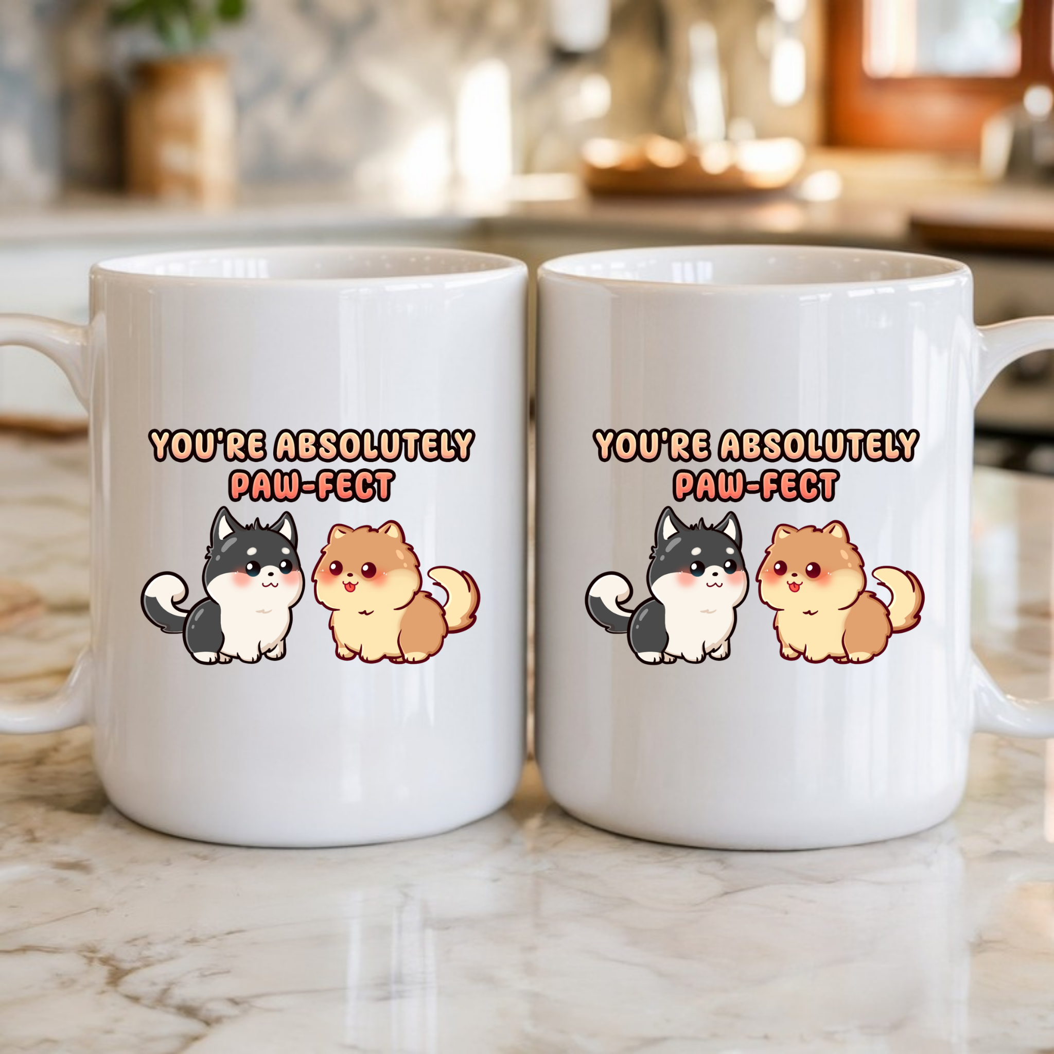 You're Absolutely Paw-fect Dog Couple - Husky & Pomeranian Mug