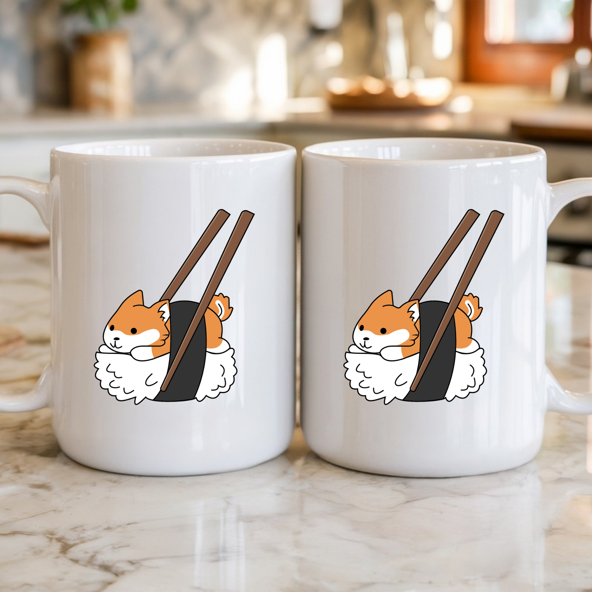 Shiba Inu Sushi with Chopsticks Mug