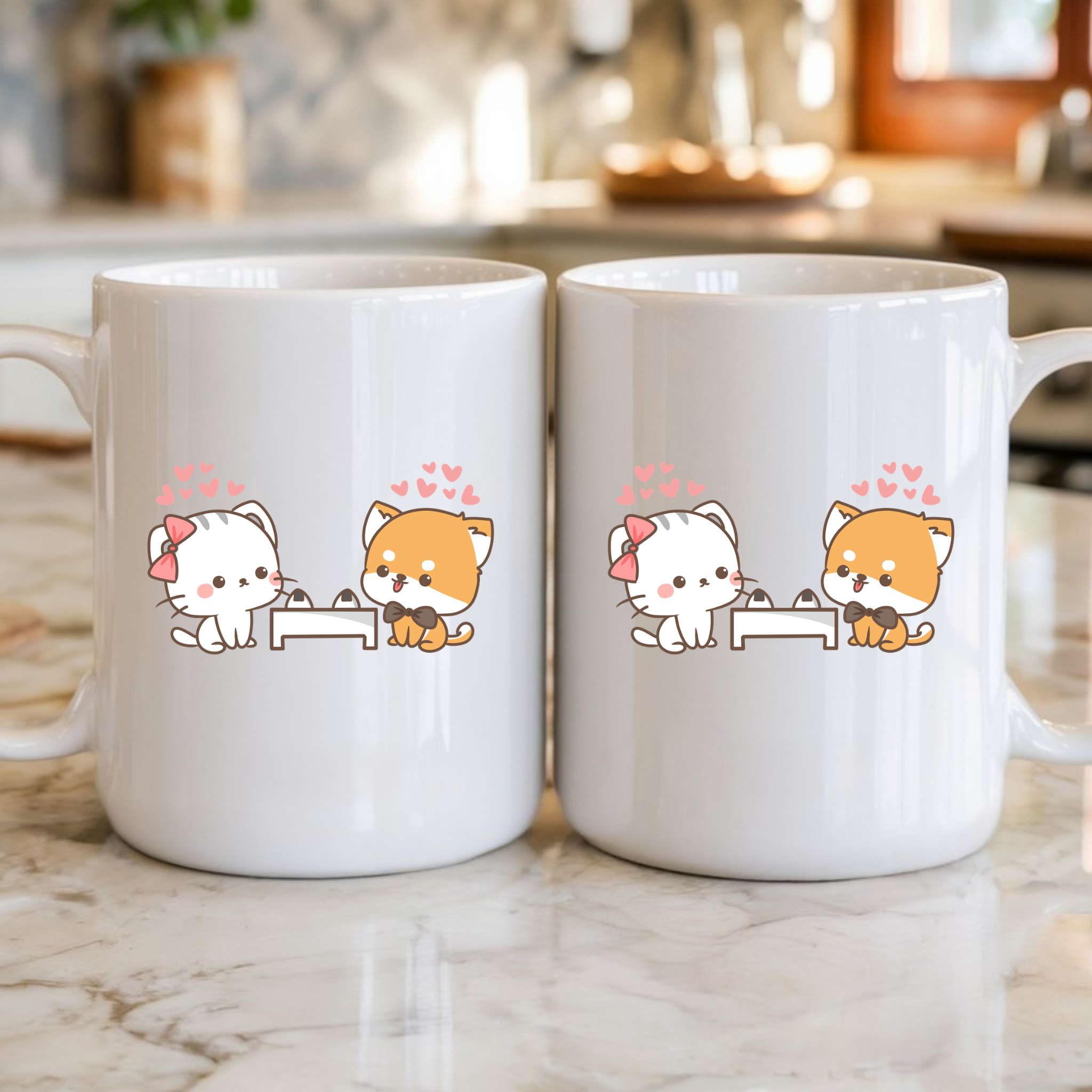 Cat and Dog Sushi Date Mug