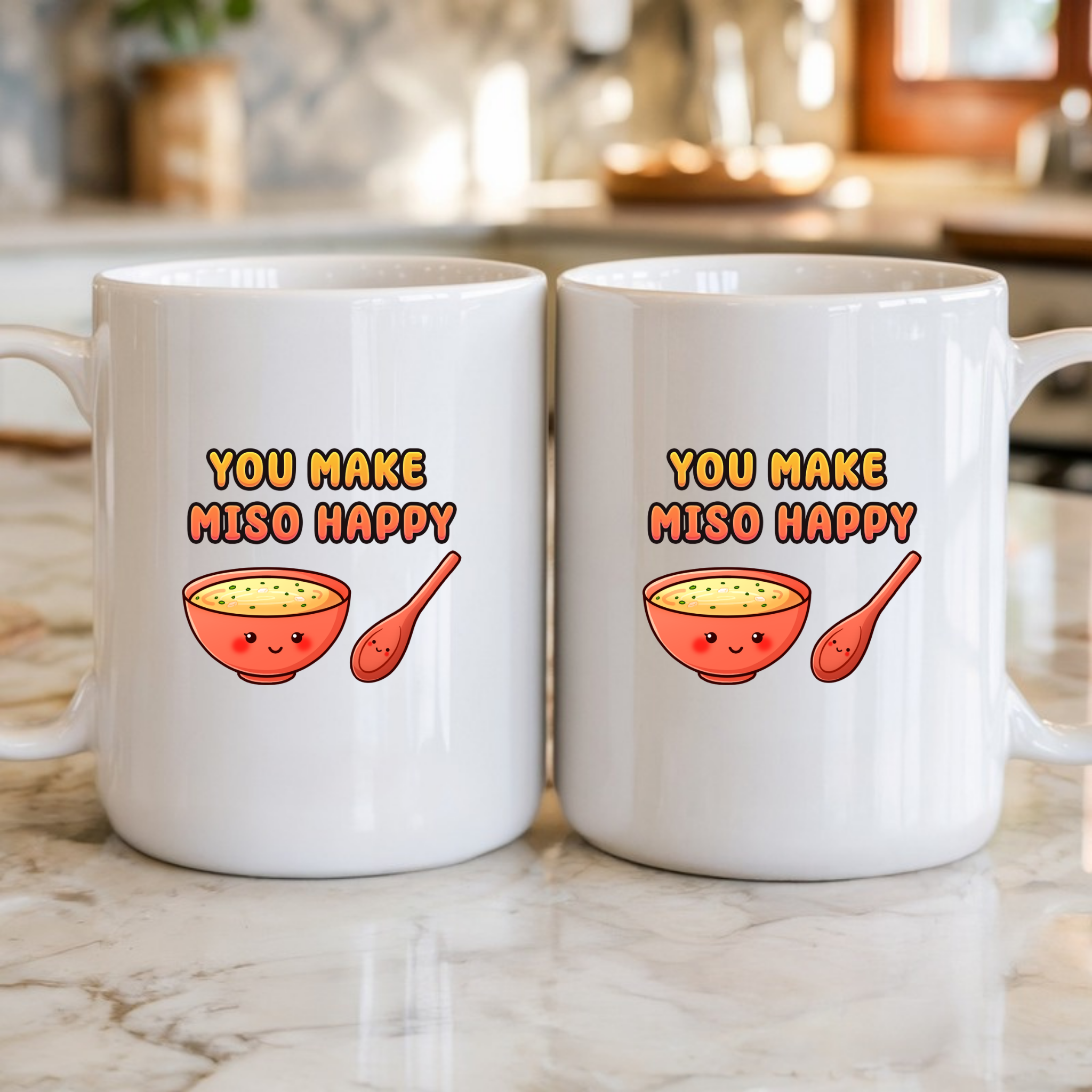You Make Miso Happy Miso Soup and Spoon Couple Mug