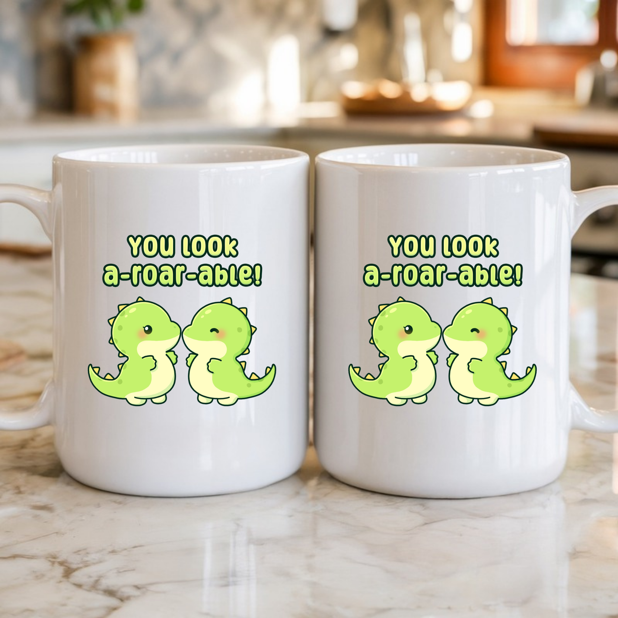You Look A-Roar-Able! Dinosaur Couple Mug