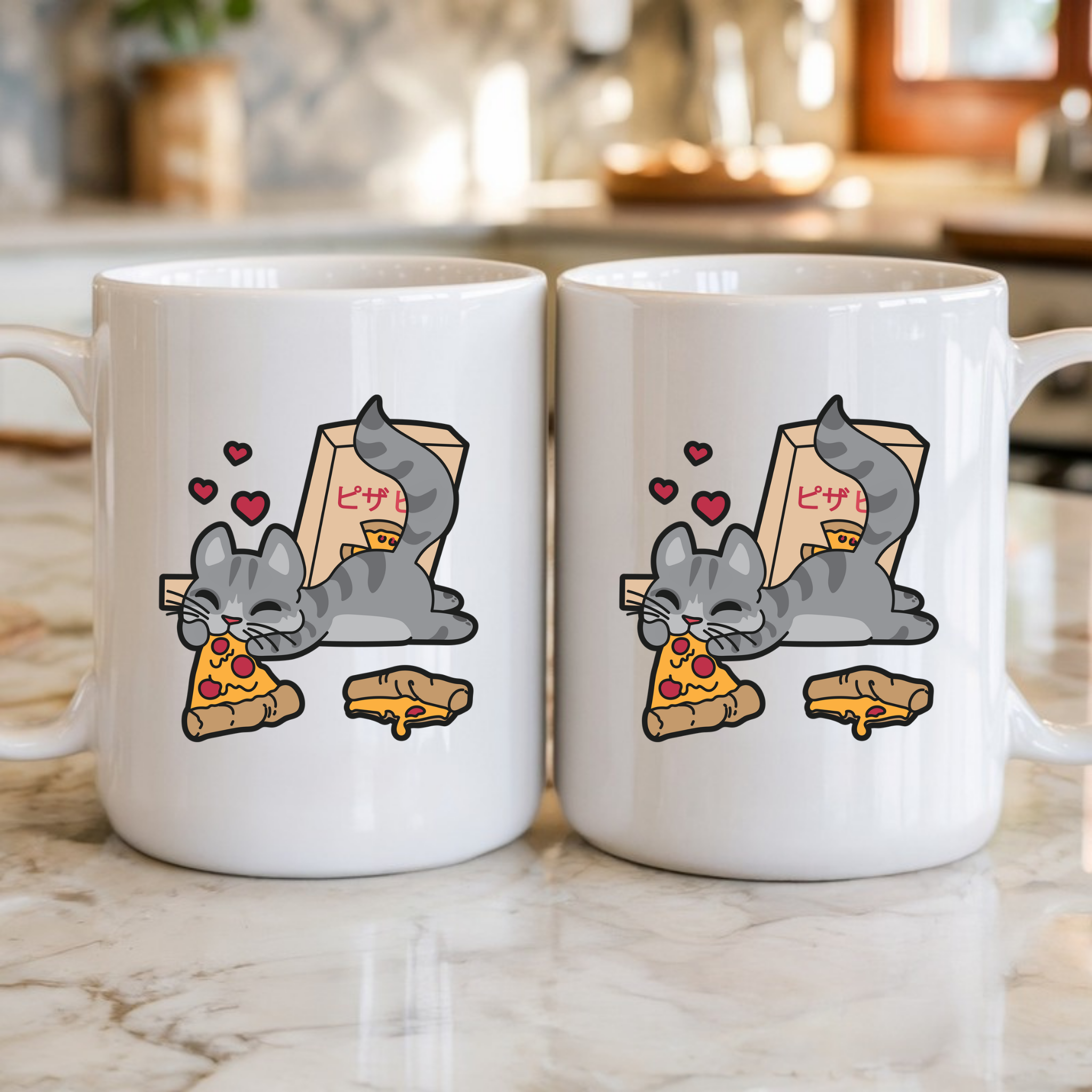 Cat Eating Pizza Mug