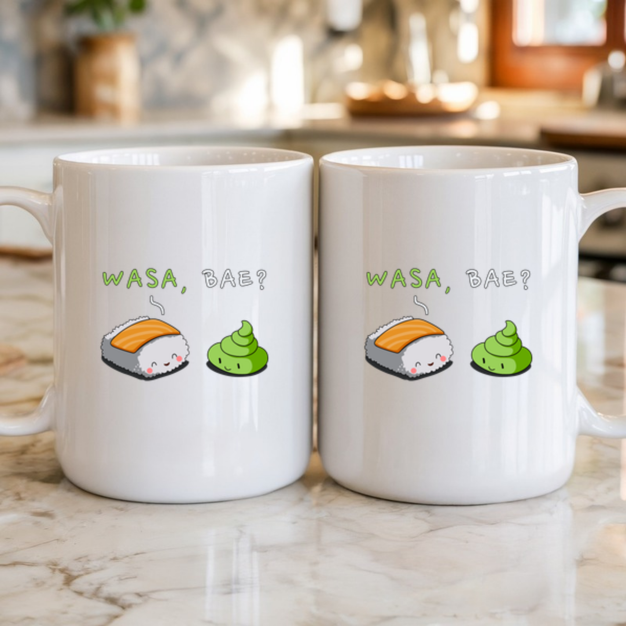 Wasa, Bae? Sushi and Wasabi Couple Mug