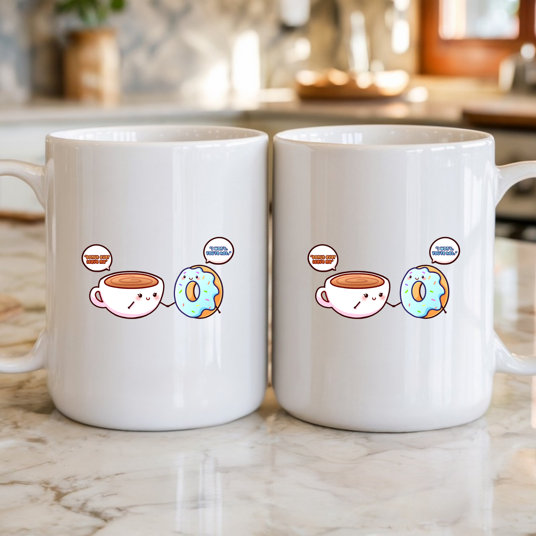 Donut Ever Leave Me Coffee and Donut Couple Mug