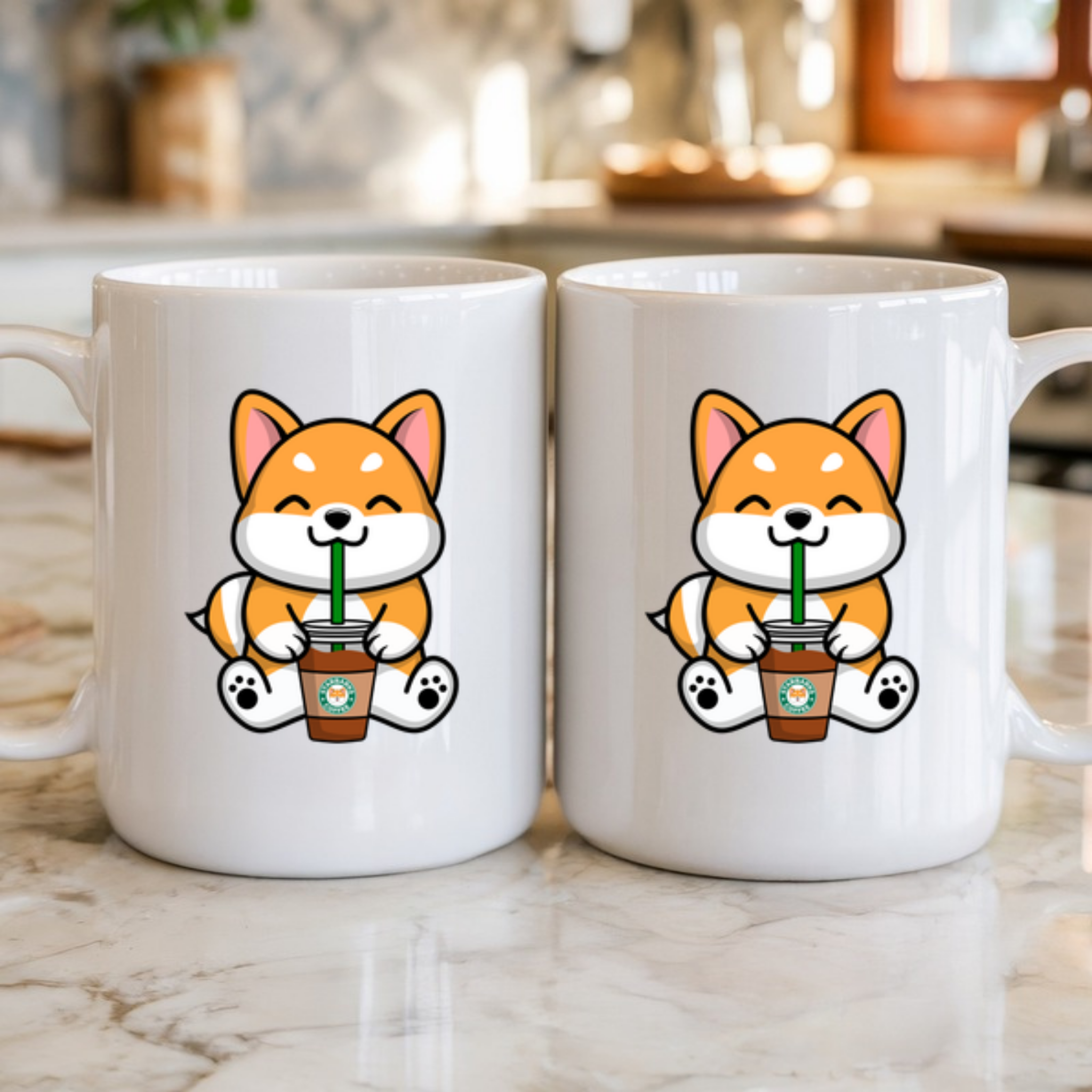 Puppy Drinking Coffee Mug