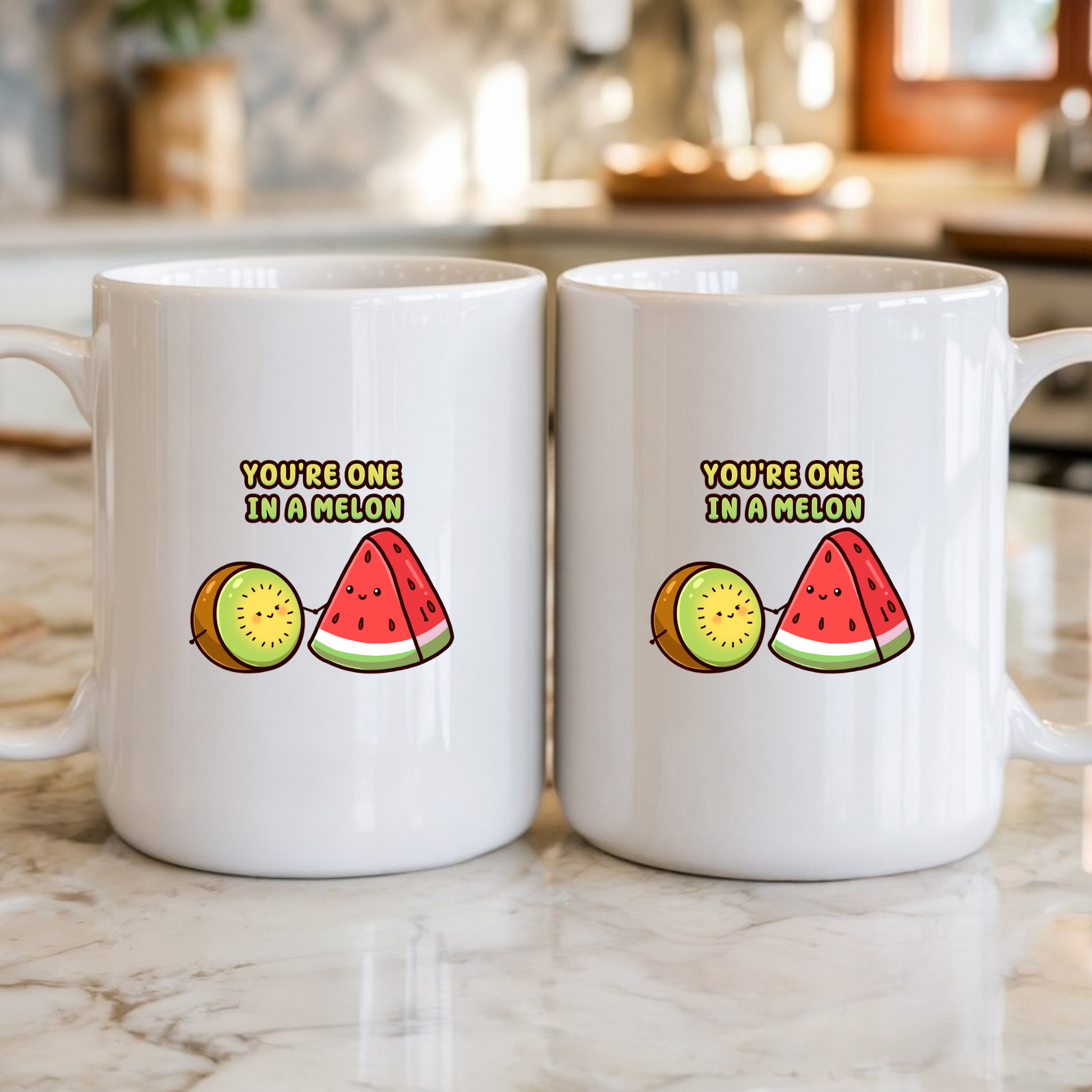 You're One in a Melon Kiwi and Watermelon Couple Mug