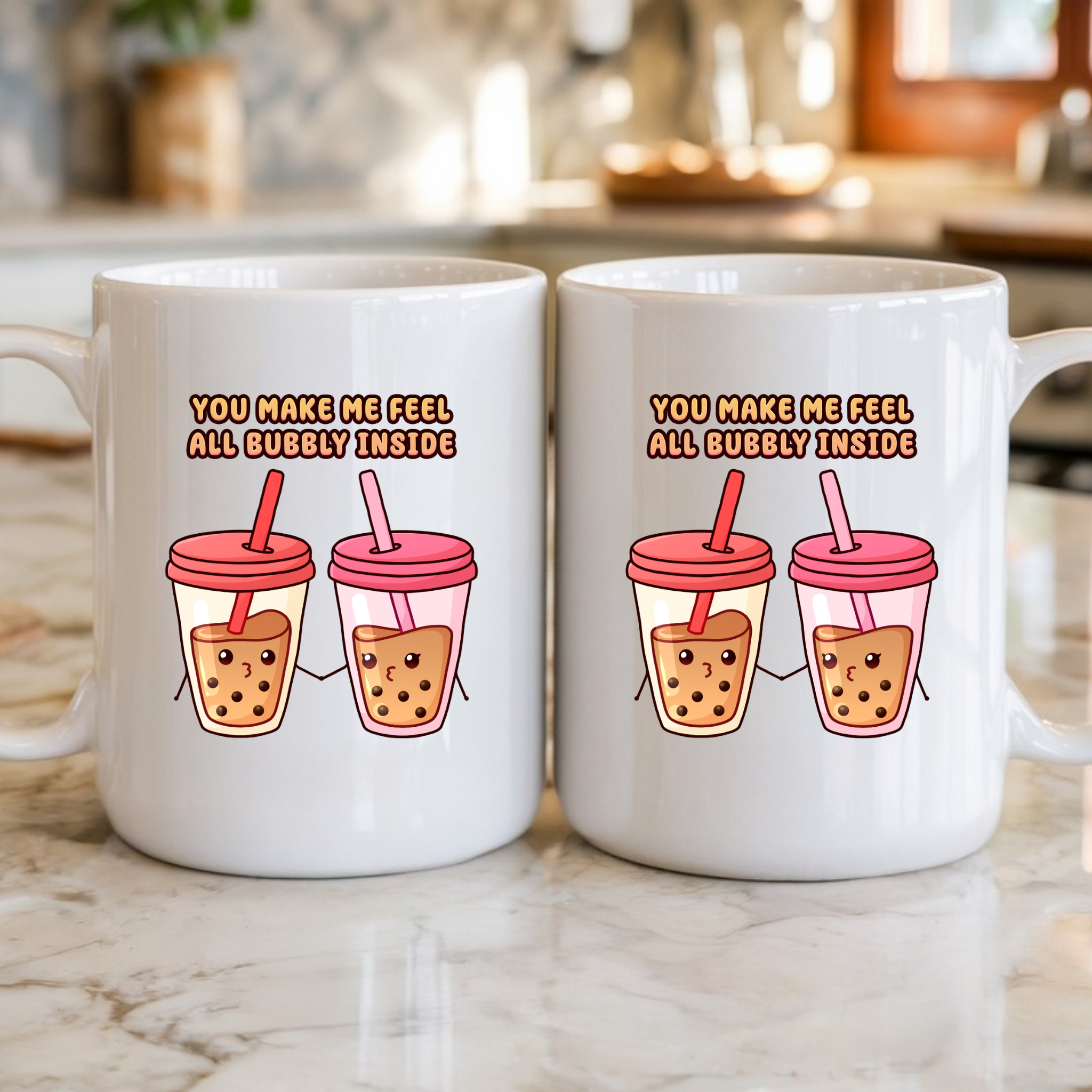 You Make Me Feel All Bubbly Inside Boba Tea Couple Mug