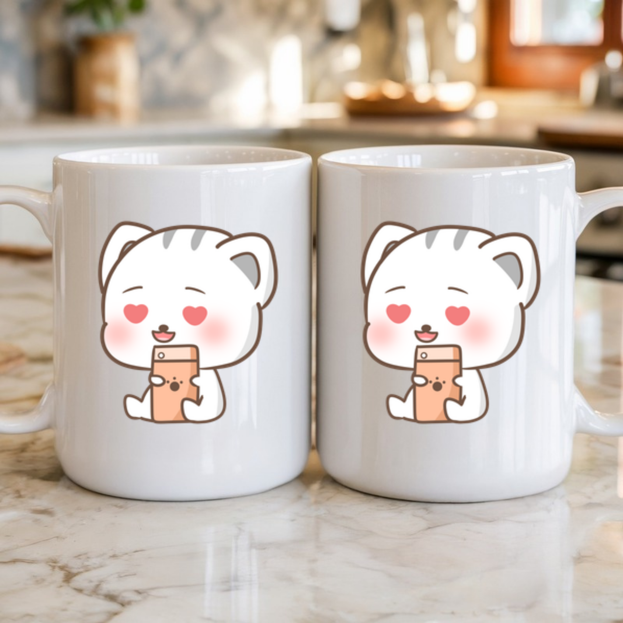 Texting in Love Kitten Mug