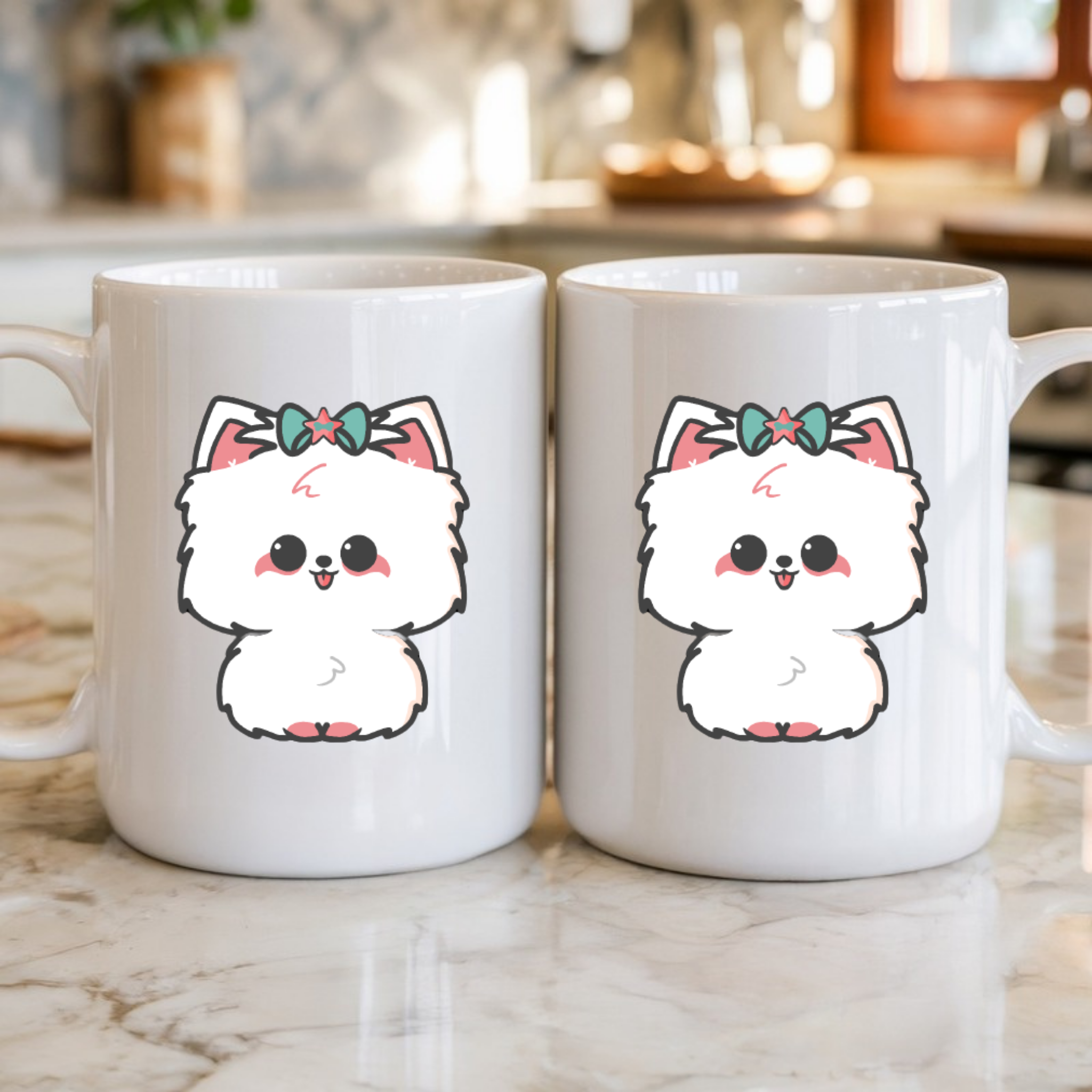 White Puppy with Bow Mug