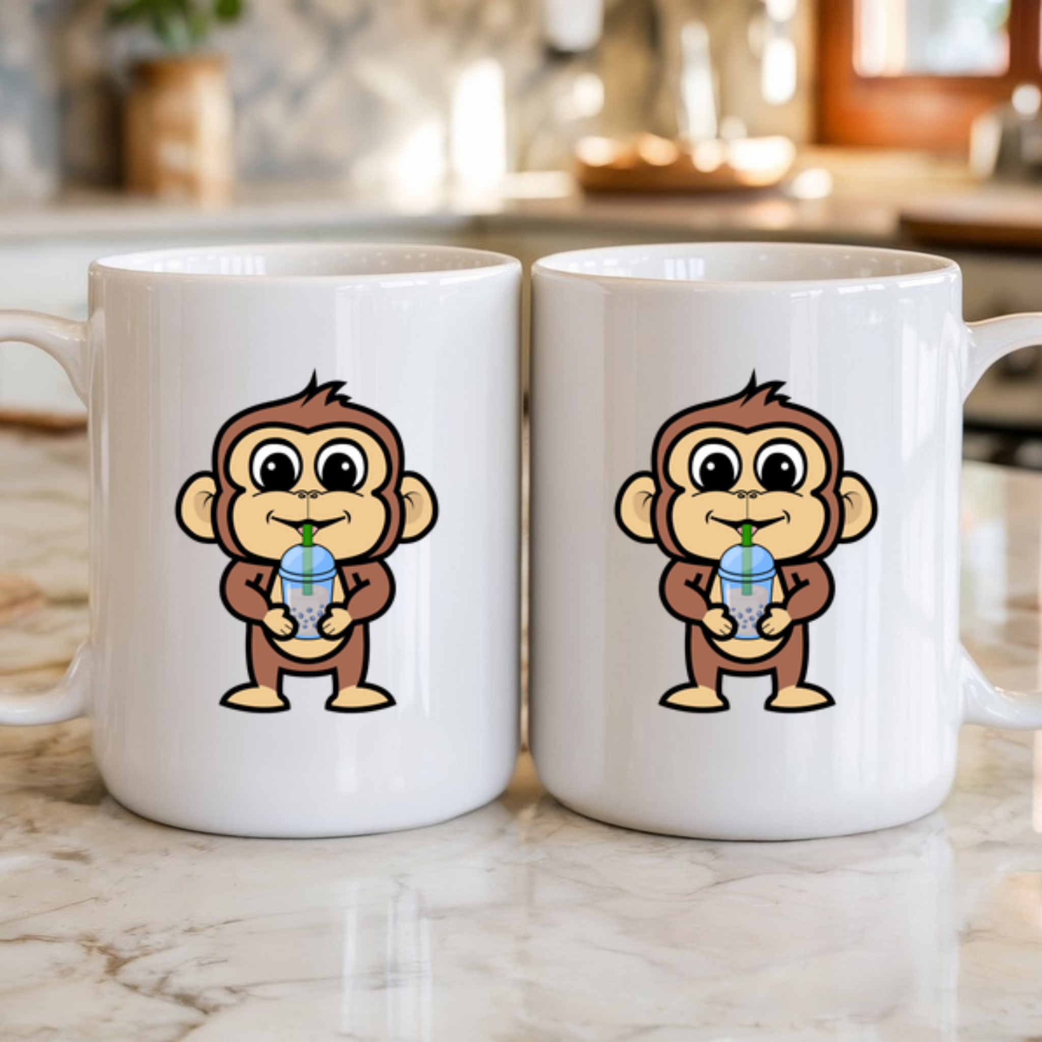 Monkey Drinking Boba Tea Mug