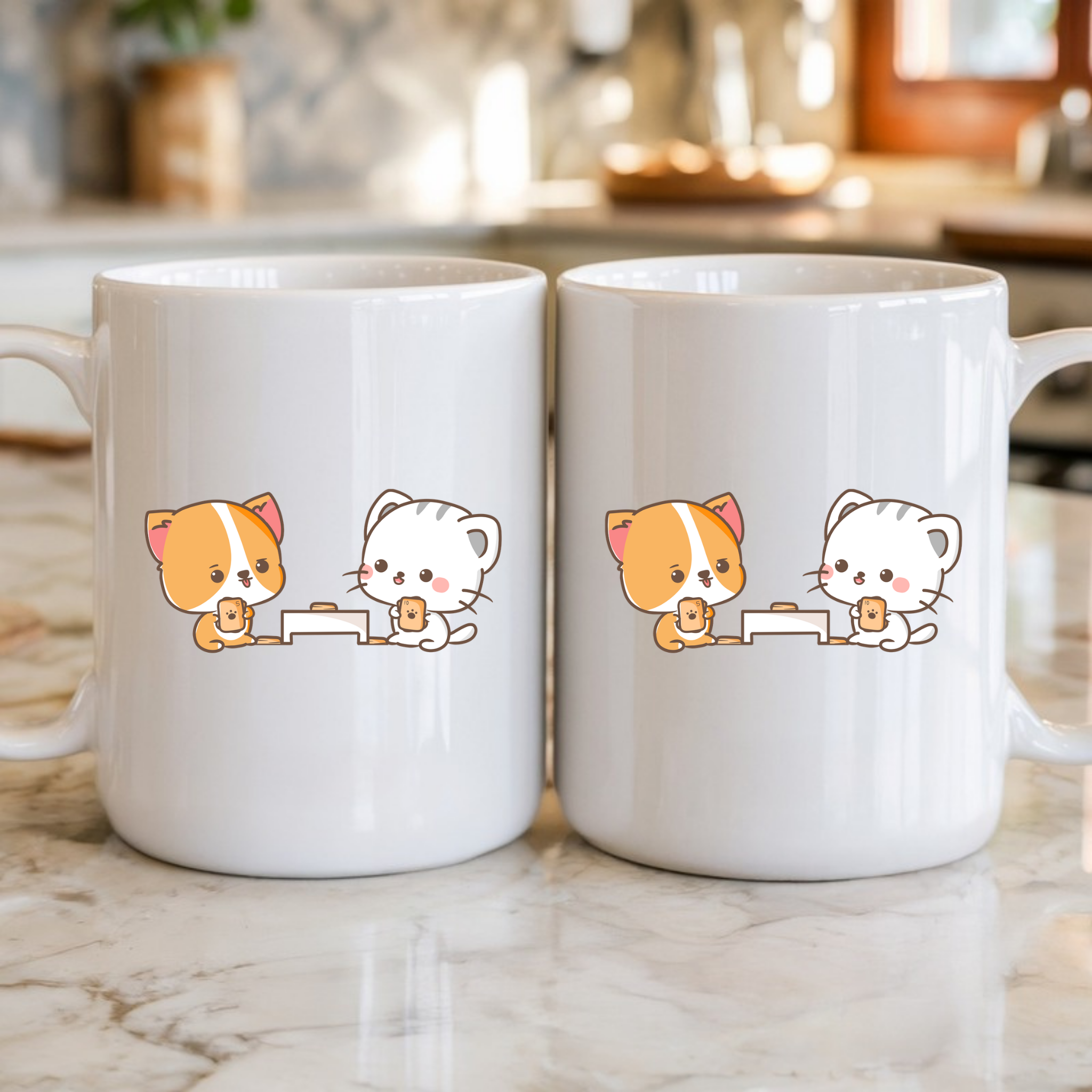 Cat and Dog Playing Cards Mug