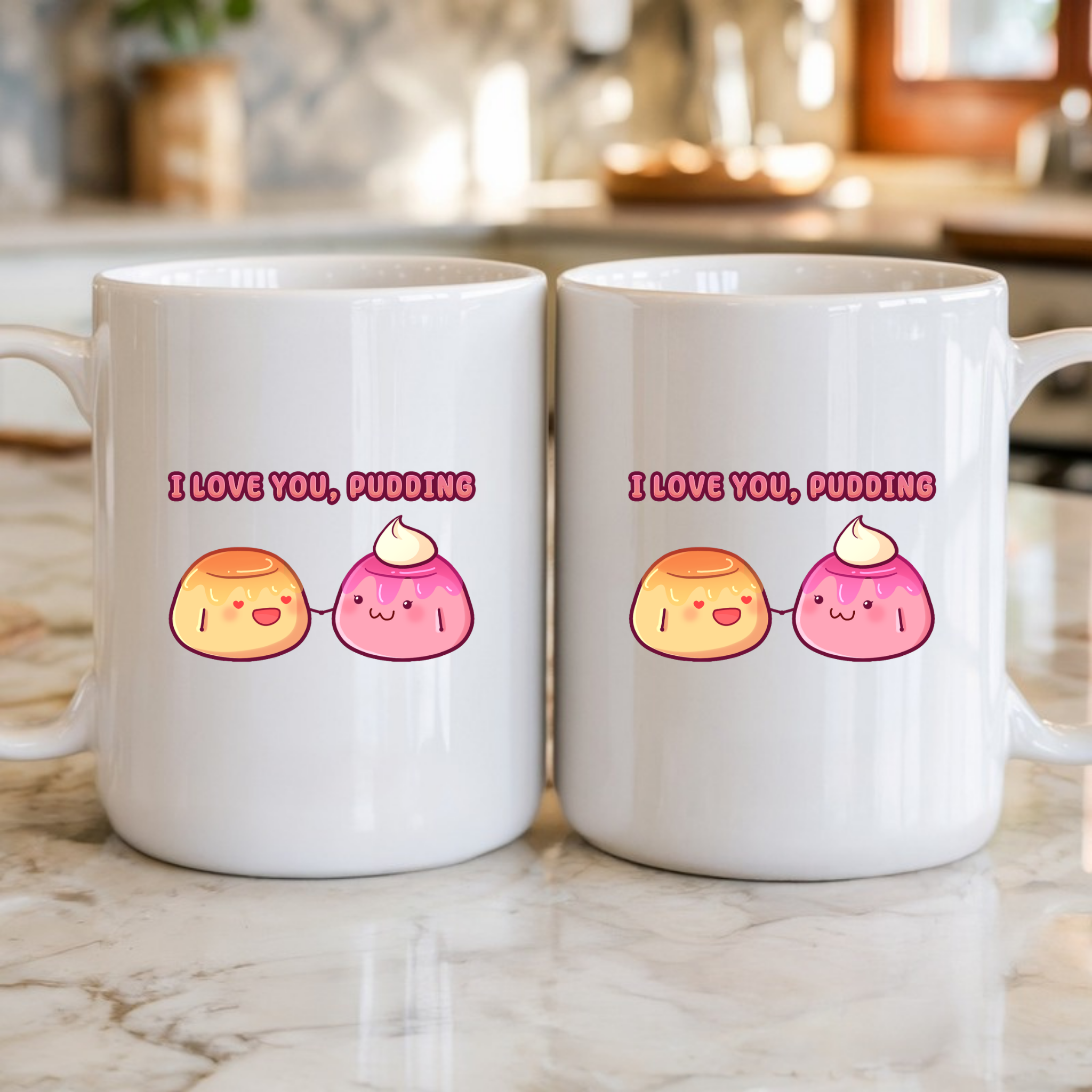 I Love You, Pudding Flan and Pudding Couple Mug