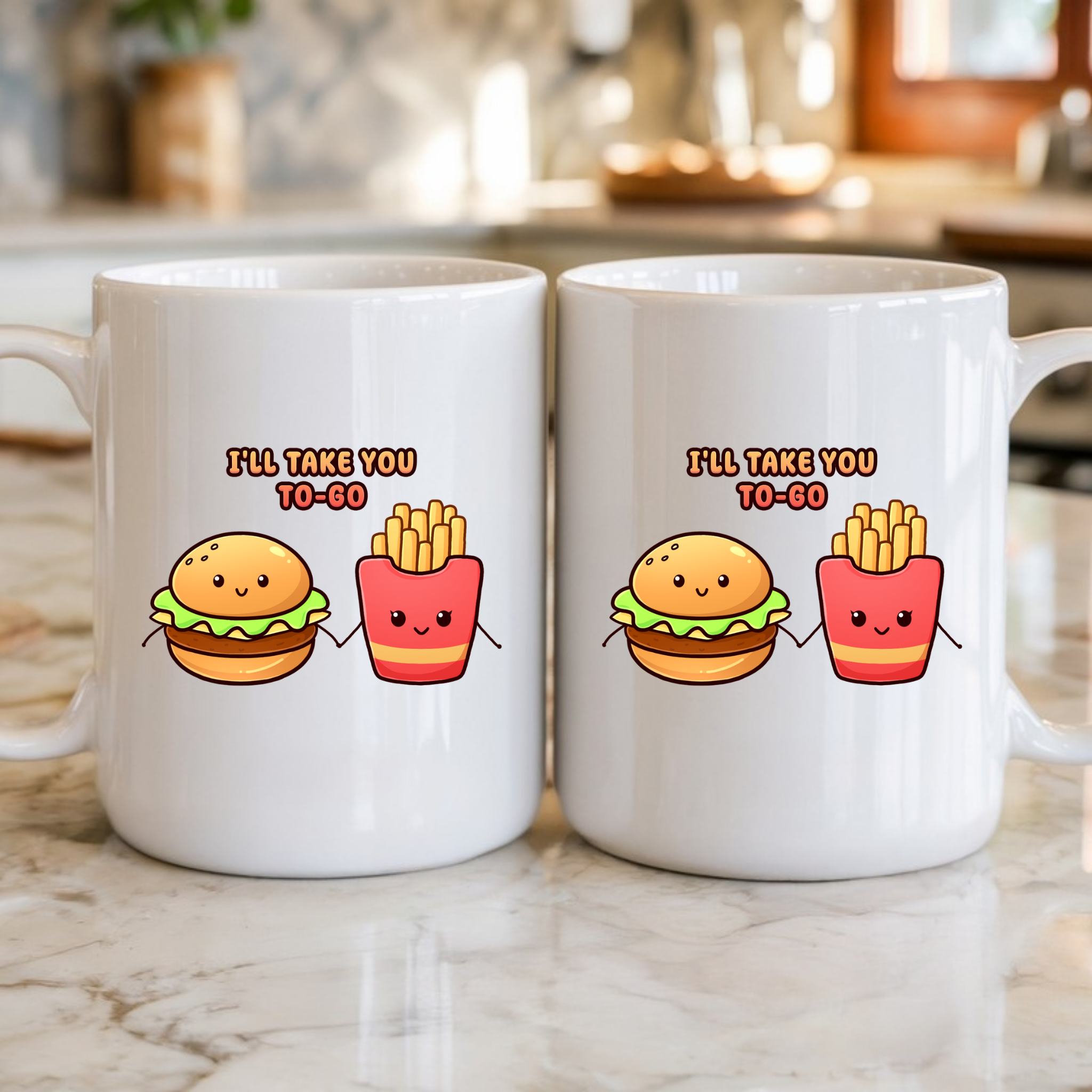 I'll Take You To-Go Burger and Fries Couple Mug