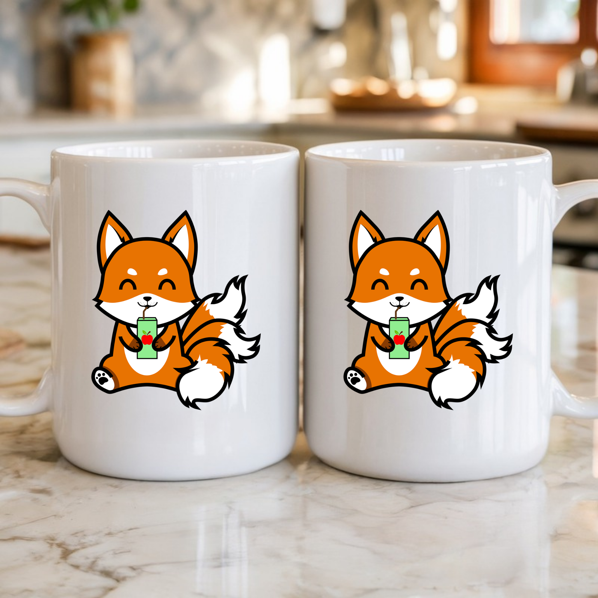 3-Tailed Fox Drinking Apple Juice Mug