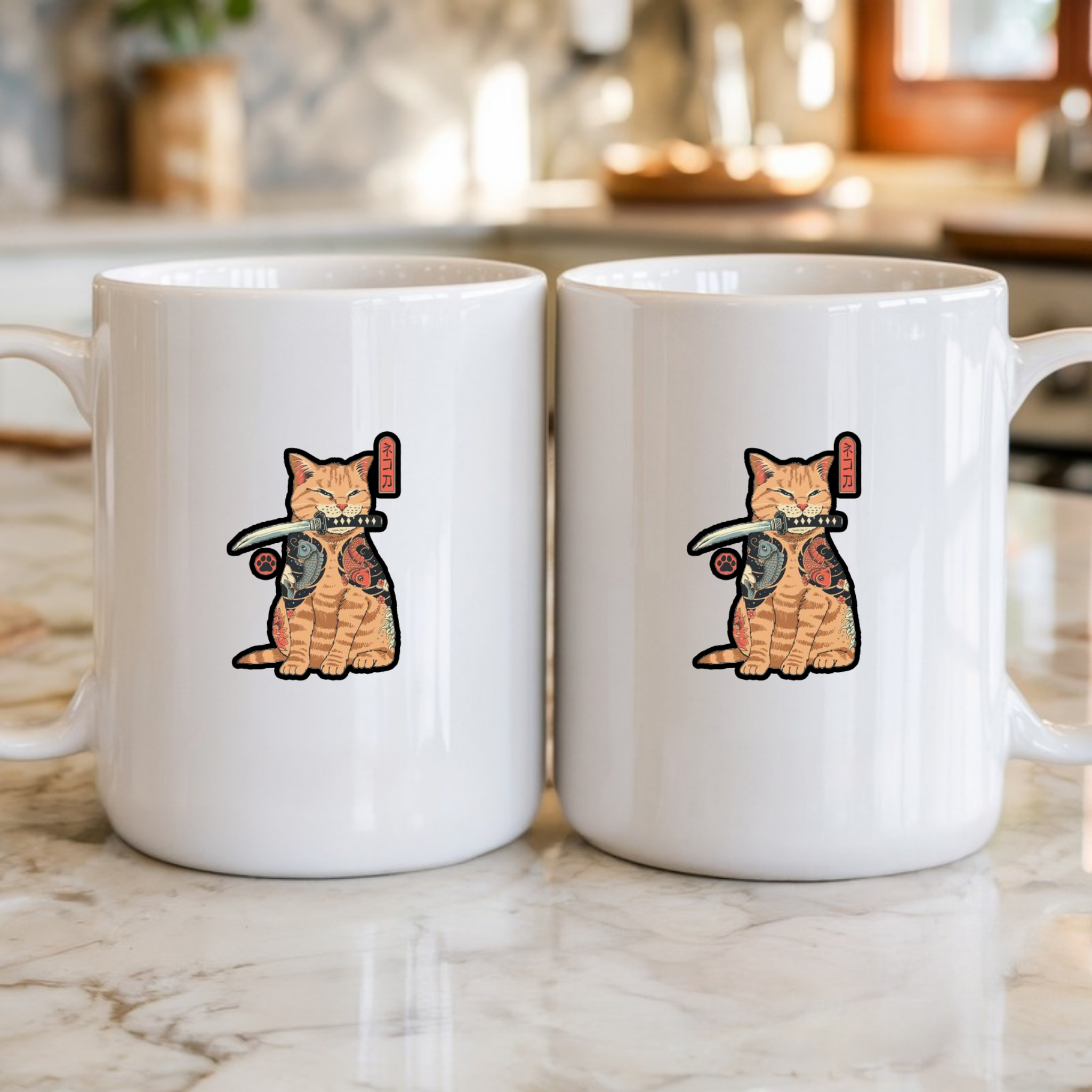 Japanese Samurai Cat Mug