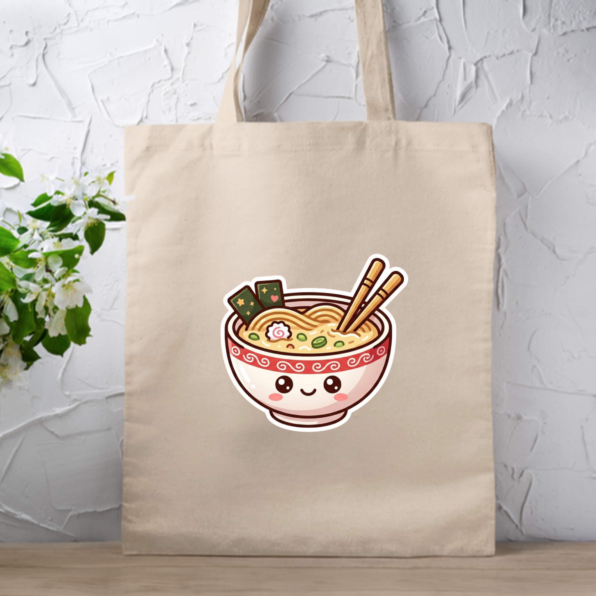 Happy Ramen Bowl Mascot Tote Bag