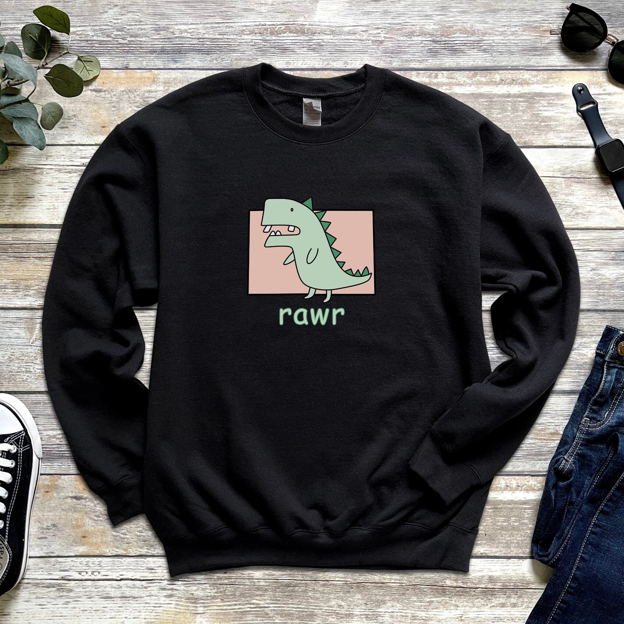 Crooked Toothed T-Rex "Rawr" Sweatshirt