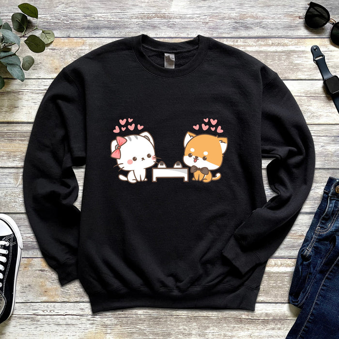 Cat and Dog Sushi Date Sweatshirt