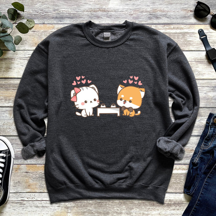 Cat and Dog Sushi Date Sweatshirt