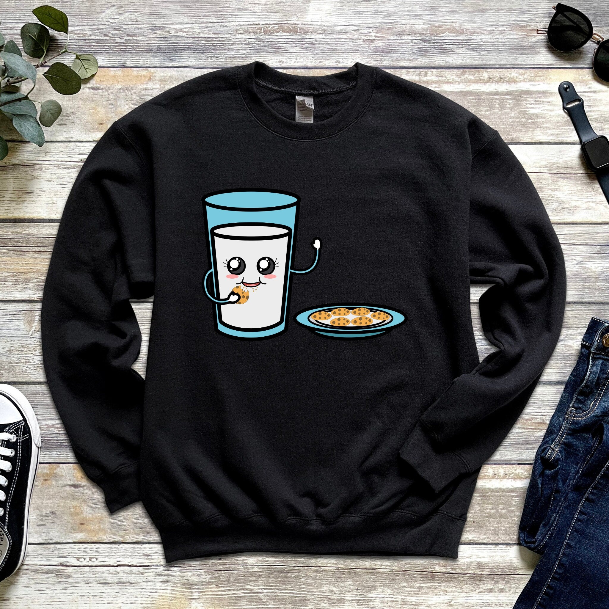 Glass of Milk Eating Cookie Sweatshirt