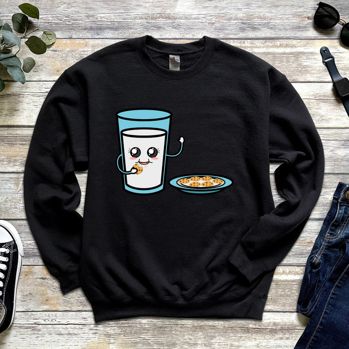 Glass of Milk Eating Cookie Sweatshirt