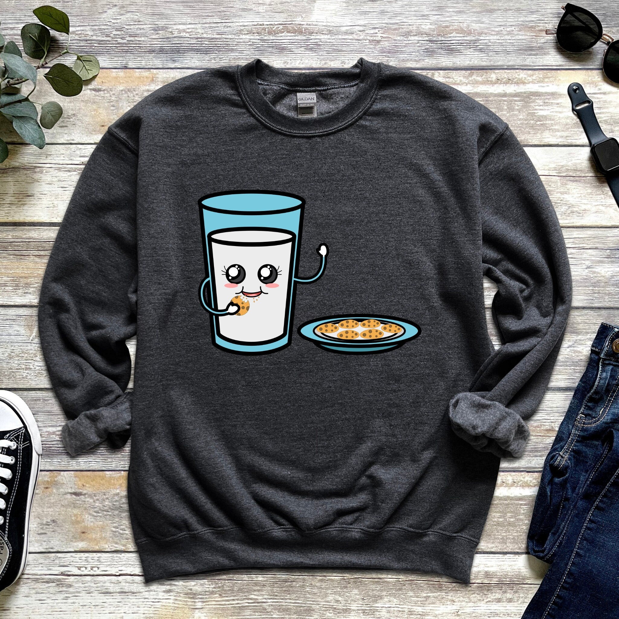 Glass of Milk Eating Cookie Sweatshirt