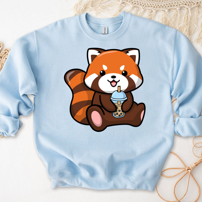Red Panda Drinking Boba Tea Sweatshirt