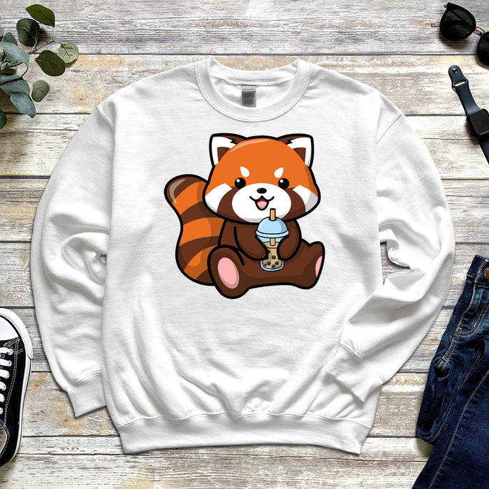 Red Panda Drinking Boba Tea Sweatshirt