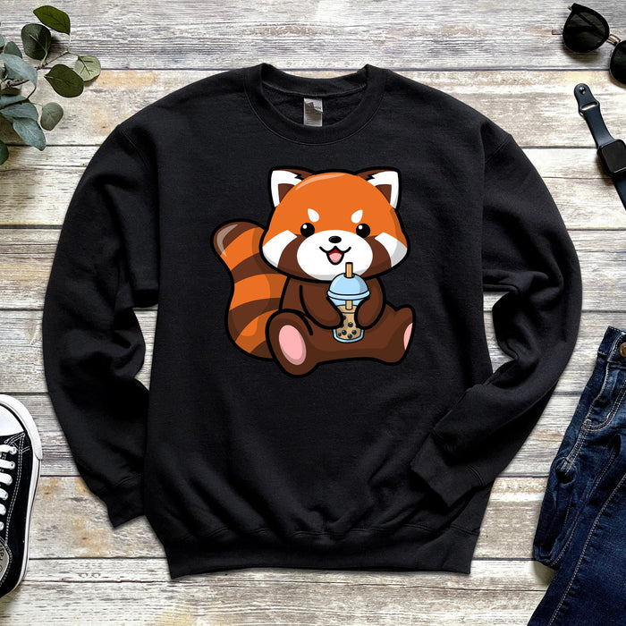 Red Panda Drinking Boba Tea Sweatshirt