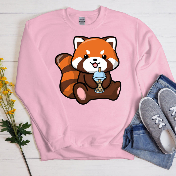 Red Panda Drinking Boba Tea Sweatshirt