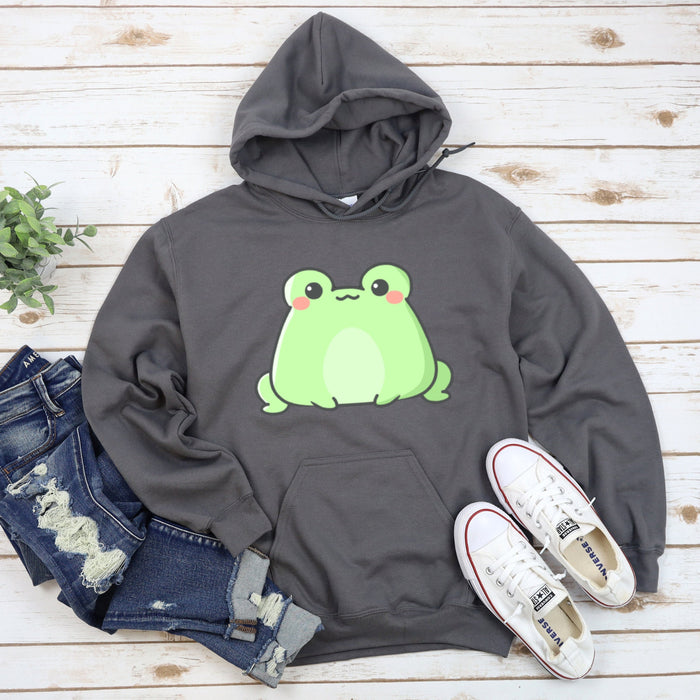 Cute Cute Sitting Frog Unisex Hoodie |Frog Lover Gift Cute Kawaii Clothing Gift for Frog Lovers Japanese Kawaii Streetwear Apparel