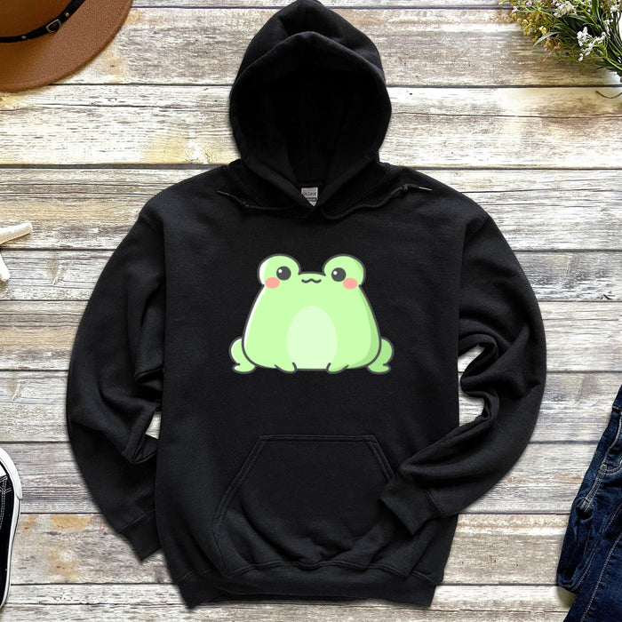 Cute Cute Sitting Frog Unisex Hoodie |Frog Lover Gift Cute Kawaii Clothing Gift for Frog Lovers Japanese Kawaii Streetwear Apparel