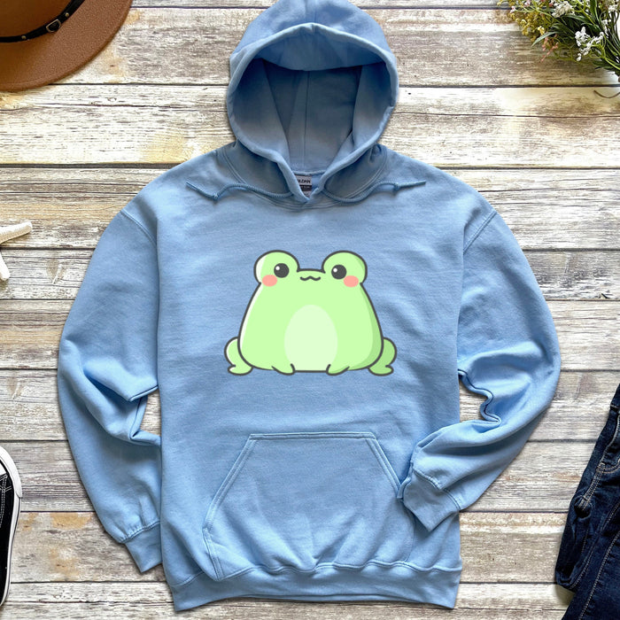 Cute Cute Sitting Frog Unisex Hoodie |Frog Lover Gift Cute Kawaii Clothing Gift for Frog Lovers Japanese Kawaii Streetwear Apparel