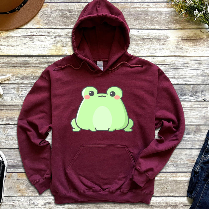 Cute Cute Sitting Frog Unisex Hoodie |Frog Lover Gift Cute Kawaii Clothing Gift for Frog Lovers Japanese Kawaii Streetwear Apparel