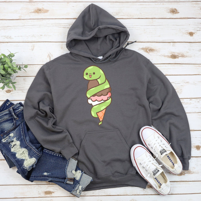 Cute Ice Cream Snake Hoodie |Meme JapaneseAnime Streetwear Cartoon Strawberry Snek Vanilla Chocolate Ice cream Cone