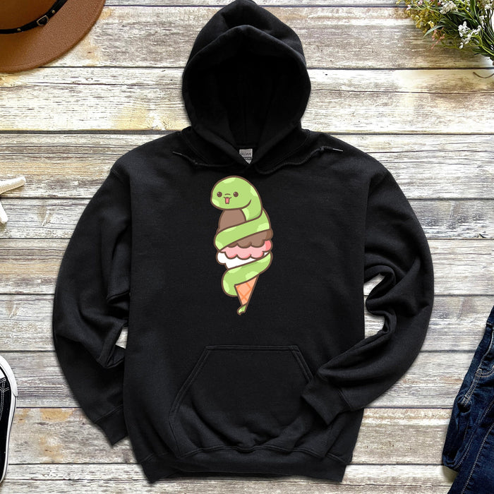 Cute Ice Cream Snake Hoodie |Meme JapaneseAnime Streetwear Cartoon Strawberry Snek Vanilla Chocolate Ice cream Cone